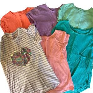 wonder nation short sleeve shirt bundle purple teal solid coral shirts size 7/8